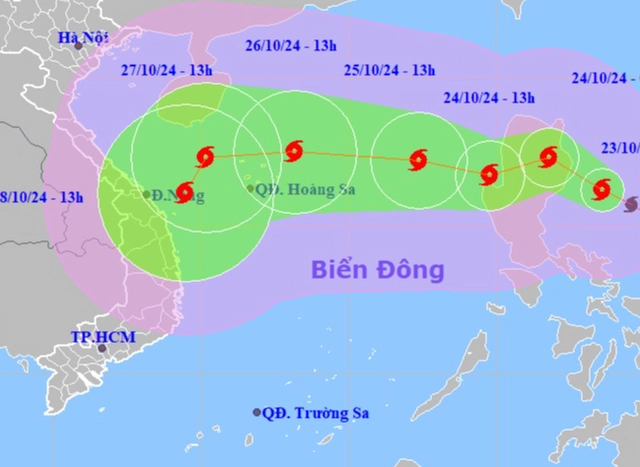 Chiều mai 24-10, bão Trami vào Biển Đông, có thể mạnh thêm giật cấp 15